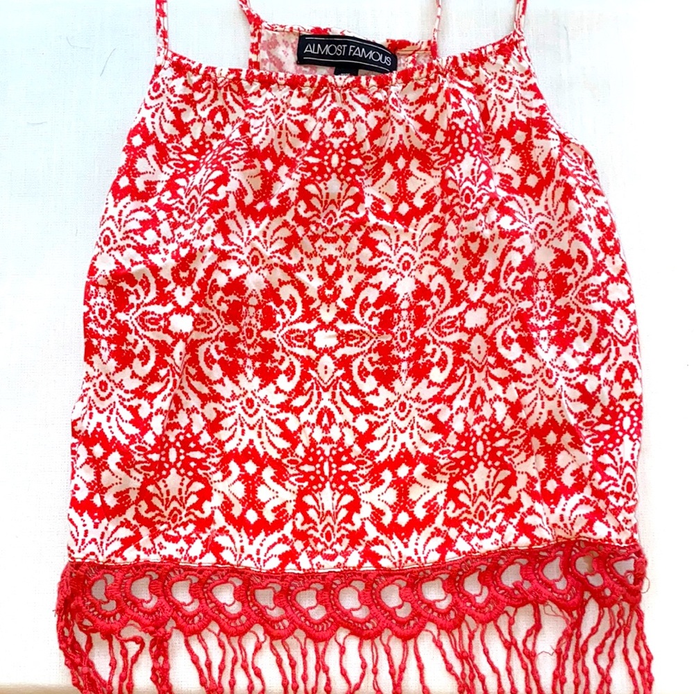 Fringe top with cut-out back